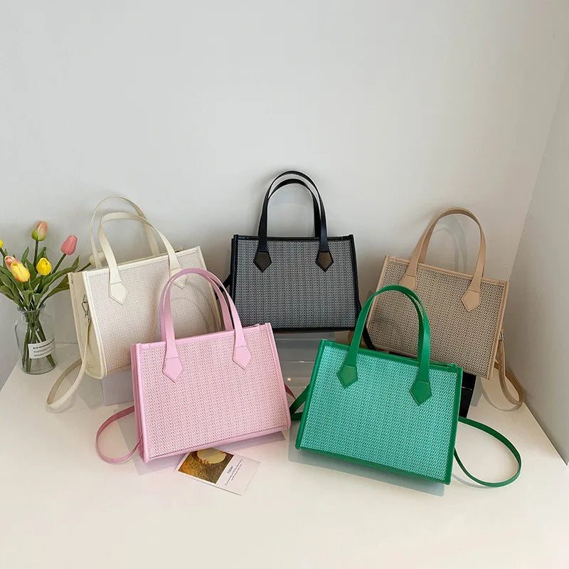 Knitting Handbags Women's Bag Shoulder Crossbody Top Handle Totes Square
