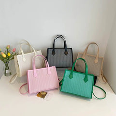 Knitting Handbags Women's Bag Shoulder Crossbody Top Handle Totes Square
