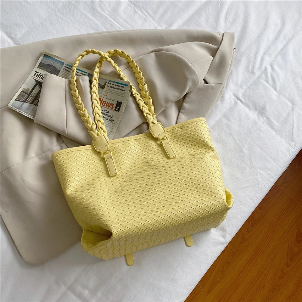 Knitting Shoulder Bags for Women Solid Totes Classic Package Casual Handbags