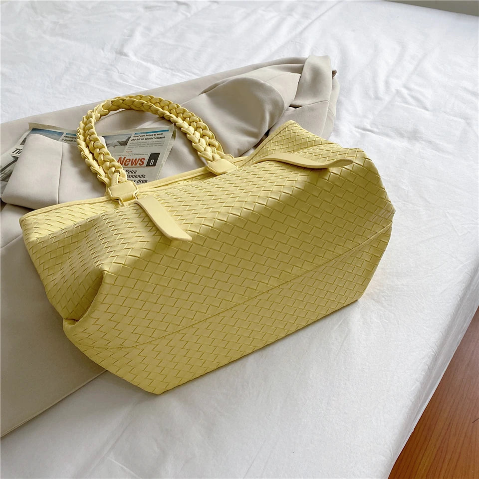 Knitting Shoulder Bags for Women Solid Totes Classic Package Casual Handbags