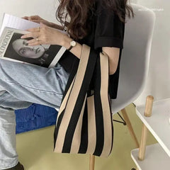 Knitting Women Handbag Shoulder Bag Big Tote Shopping Wristlet Bag