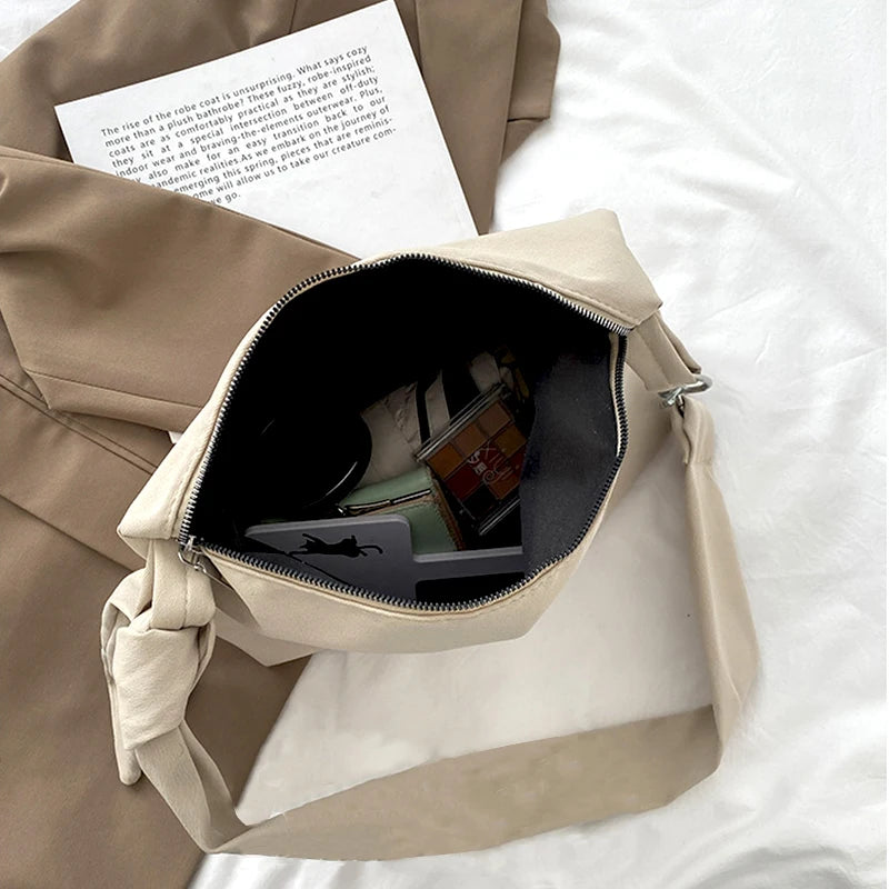 Knotted Straps Shoulder Bag Casual Nylon Handbag