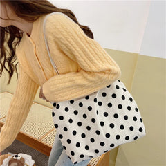Korea Canvas Zipper Tote Bag Women's Shoulder