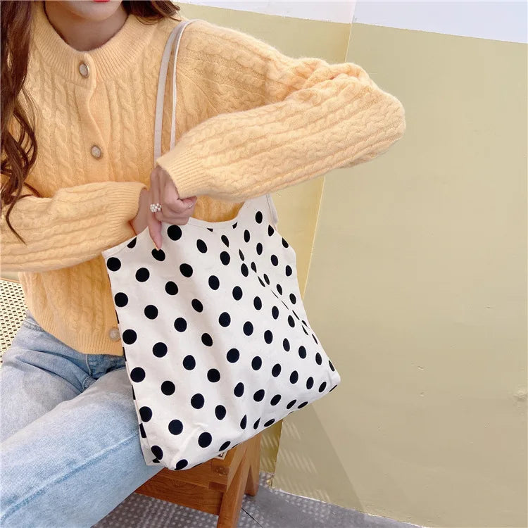 Korea Canvas Zipper Tote Bag Women's Shoulder