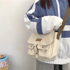 Korea Harajuku Messenger Bag Canvas Men Women College Students Pockets