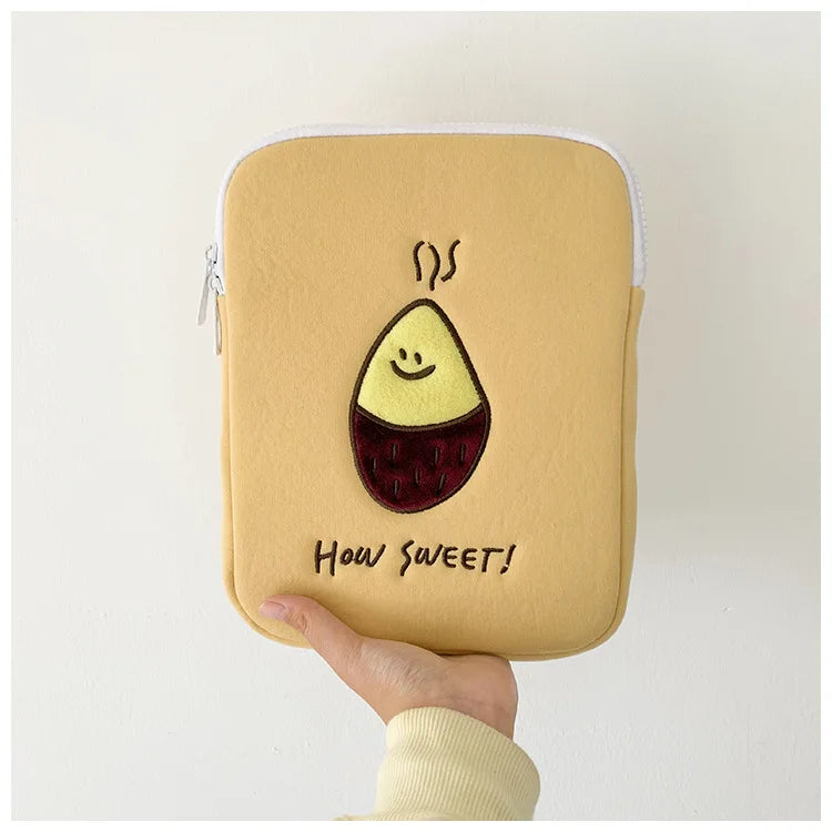 Korea Ins Baked Sweet Potato Embroidery IPad Flat Bag Laptop Bag