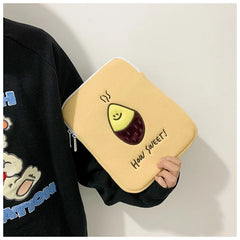 Korea Ins Baked Sweet Potato Embroidery iPad Flat Bag Laptop Bag 11 13 15 Inch
