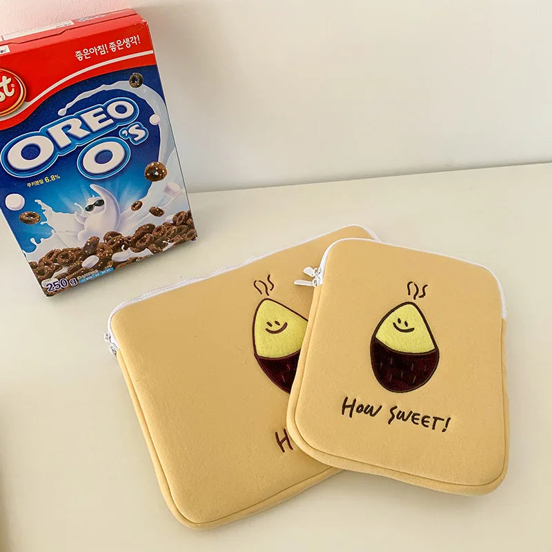 Korea Ins Baked Sweet Potato Embroidery IPad Flat Bag Laptop Bag