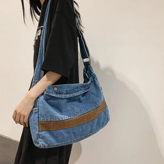 Korea Style Denim Shoulder Bags For Women Casual Eco Bag