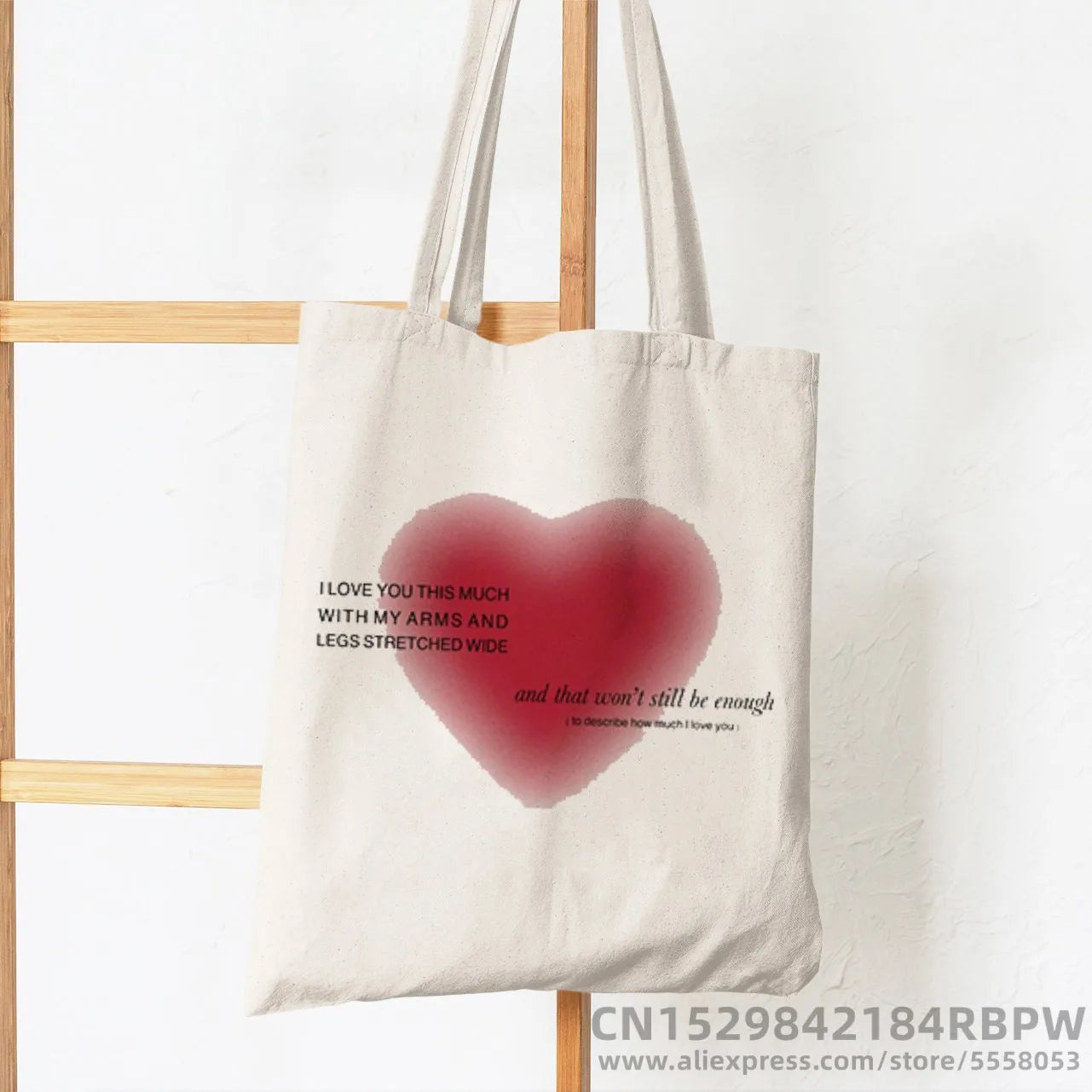 Korea Ulzzang Ins Heart Women Canvas Tote Bag Girl Art Gothic School Bag