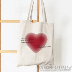 Korea Ulzzang Ins Heart Women Canvas Tote Bag Girl Art Gothic School Bag