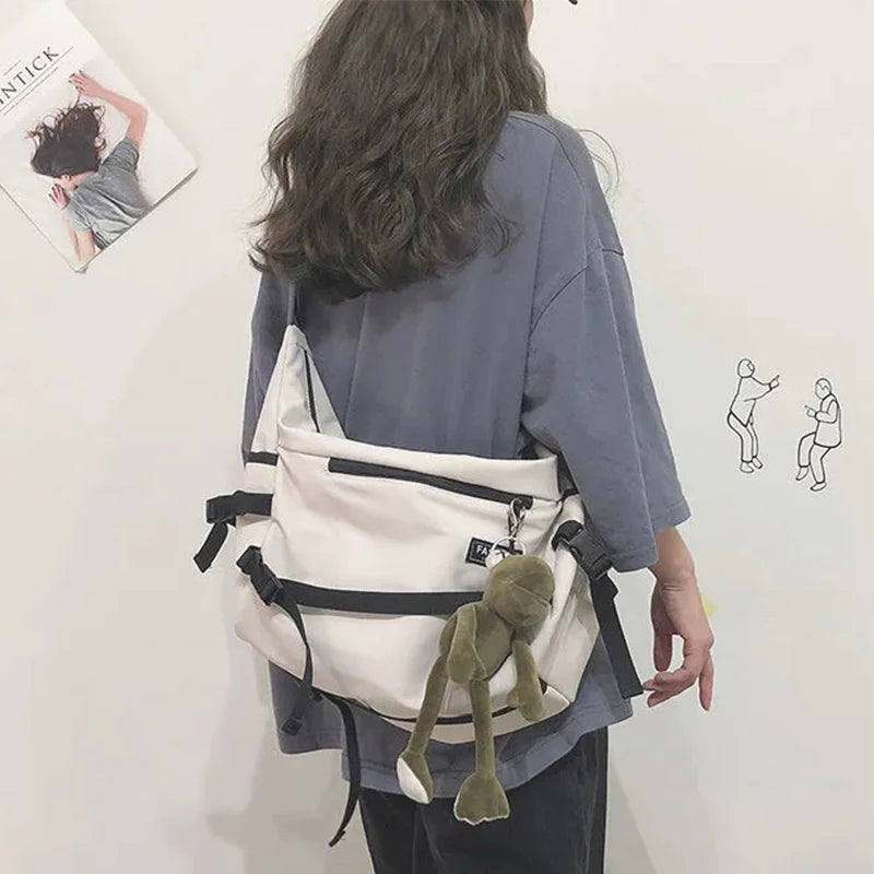 Korea Ulzzang Waterproof Shoulder Bag Large Capacity Hip Hop Teen School Bag