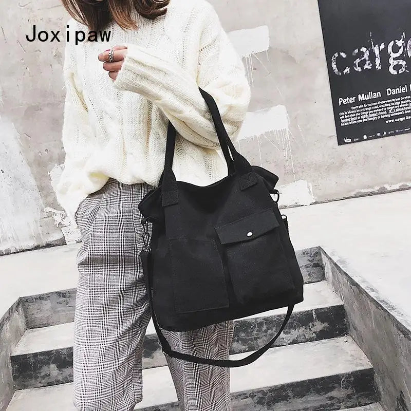 Vintage Canvas Crossbody Bag Women Large Capacity Tote Bag