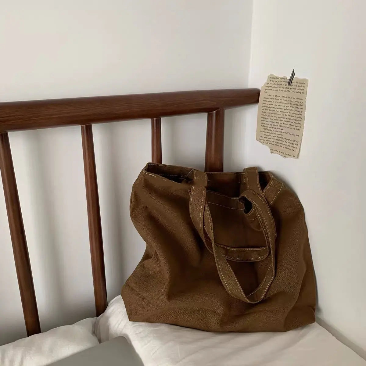 Canvas Shoulder Bags Women Vintage Underarm Large Capacity Totes School Shopping