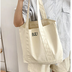 Canvas Shoulder Shopper Bag Women Large Cotton Cloth Handbags Student Purses
