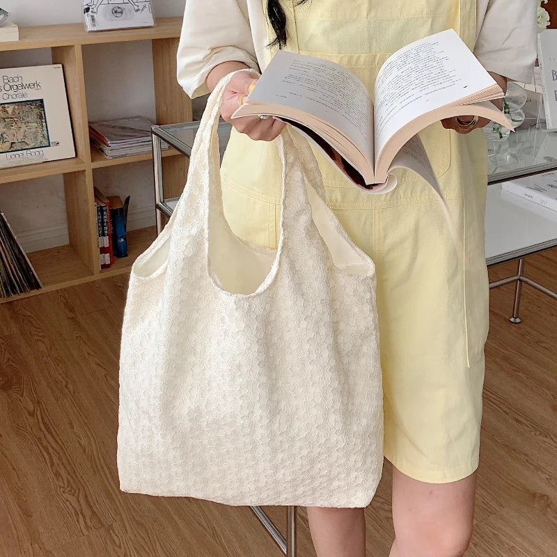 Canvas Shoulder Shopper Bag Women Large Student Bookbag Woman Tote Cotton