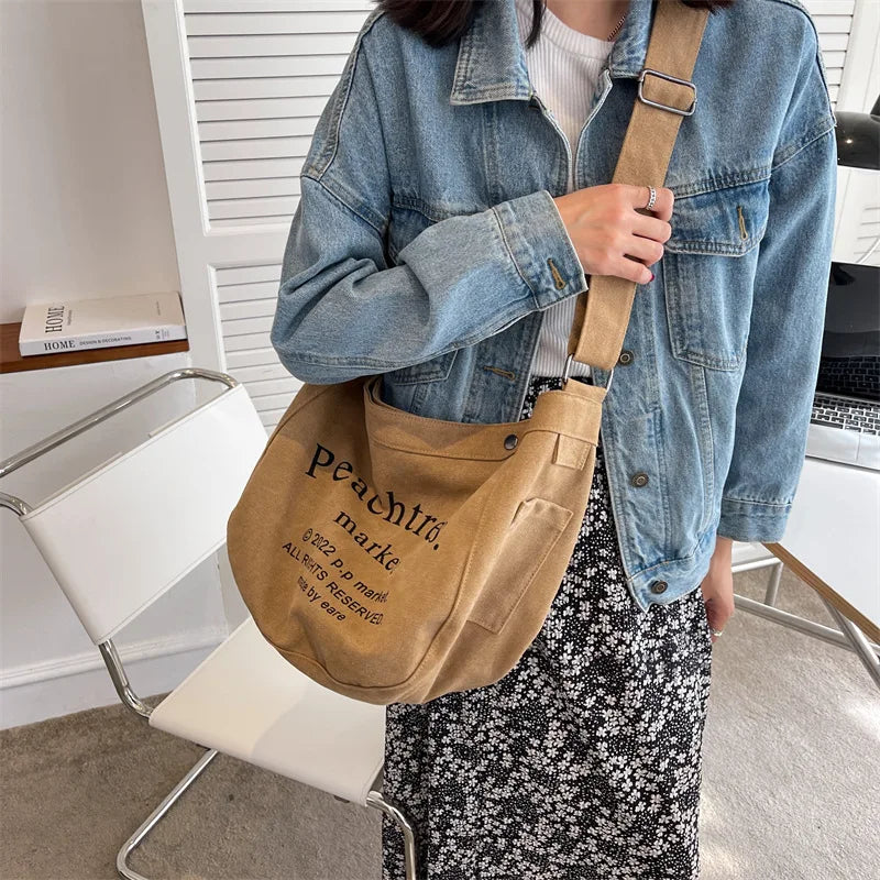 Canvas Women Shoulder Crossbody Bag Harajuku Female Student Messenger