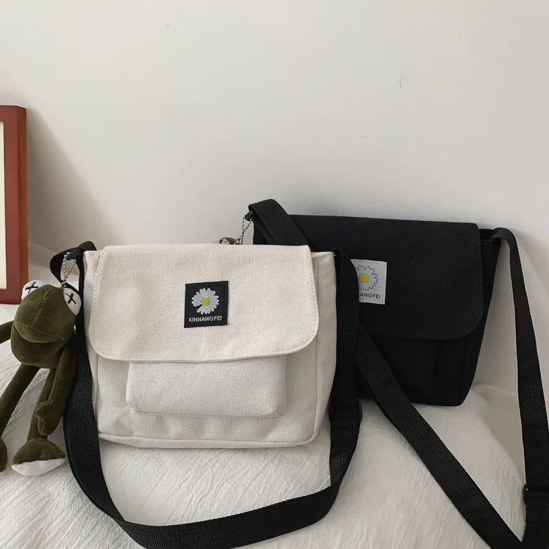 Casual Canvas-Bag Small Messenger Bag Women Shoulder Crossbody Phone Bag