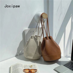 Vintage Mini Bucket Bag Pleated Crossbody Bag