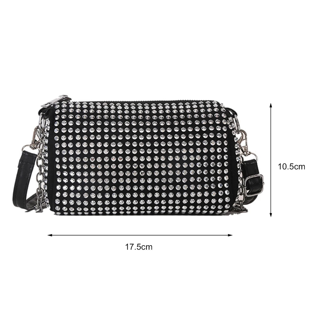 Rhinestone Shoulder Messenger Bag Diamond Handbag Women Business Travel