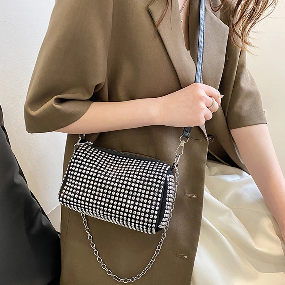 Rhinestone Shoulder Messenger Bag Diamond Handbag Women Business Travel