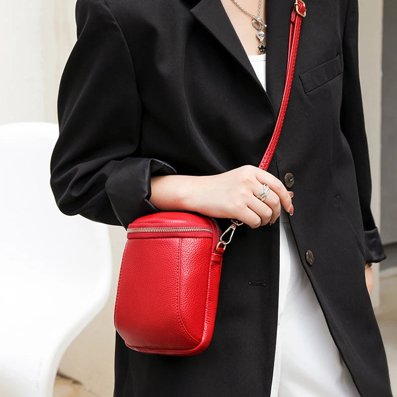 Casual Vintage Leather Bucket Tote Shoulder Bag For Girl