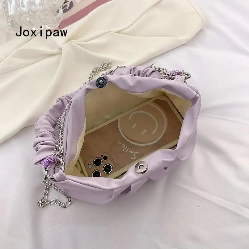 Chain Cloud Shoulder Bag for Women Pu Leather Crossbody Bag