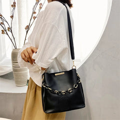 Women Leather Shoulder Bag Casual Handbags Crossbody Bucket Bags Messenger Sac