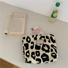 Leopard Print Canvas Tote Bag Women's Casual Shoulder Bag