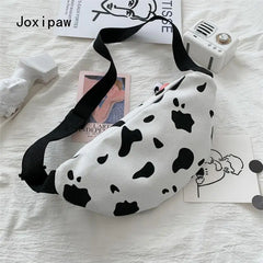 Cow Print Waist Bag for Women Vintage Multifunction Fanny Pack