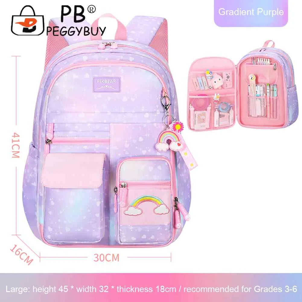 Rainbow Student Travel Laptop School Casual Backpack Girls