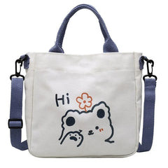 Bear Canvas Shoulder Bag Tote Bag for Women