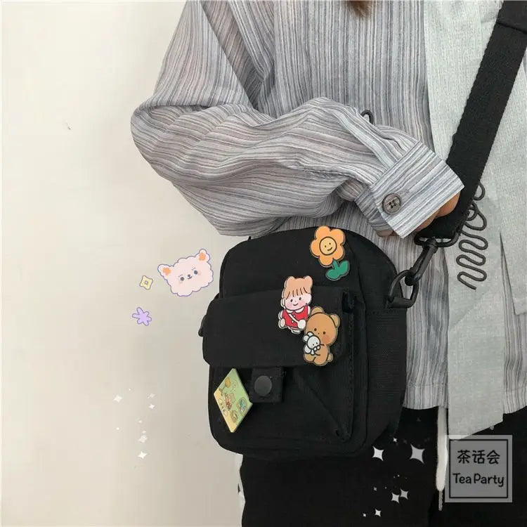 Girls Canvas Bag Harajuku Messenger Crossbody Pouch