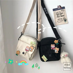 Girls Canvas Bag Harajuku Messenger Crossbody Pouch