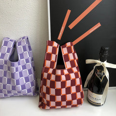 High Capacity Knitting Heart Shopping Bag Storage Bag Women Bag Purses Handbags