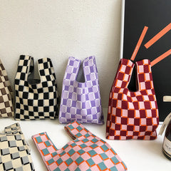 High Capacity Knitting Heart Shopping Bag Storage Bag Women Bag Purses Handbags