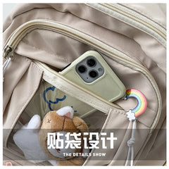 Girls High School Student Backpack, Large Capacity, Preppy Style