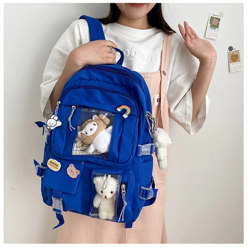 Girls High School Student Backpack, Large Capacity, Preppy Style