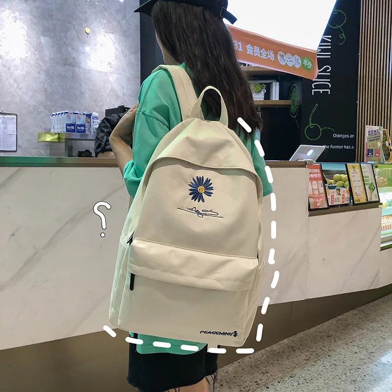 Daisy Print Large Capacity Women Backpack Female Bags for Women Travel Backpack