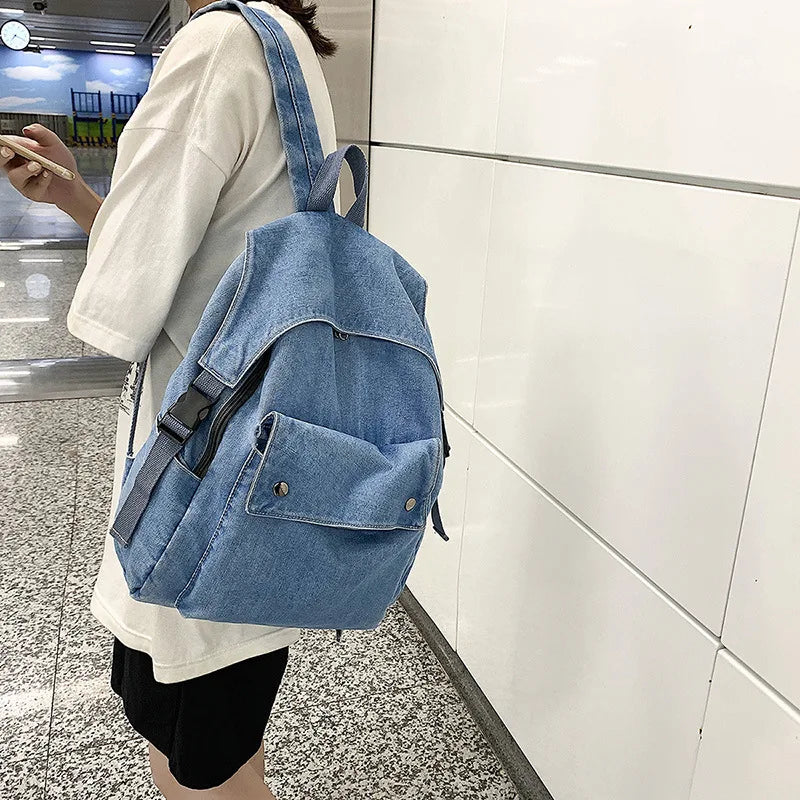 Denim Women Backpacks Large Capacity College Backpack