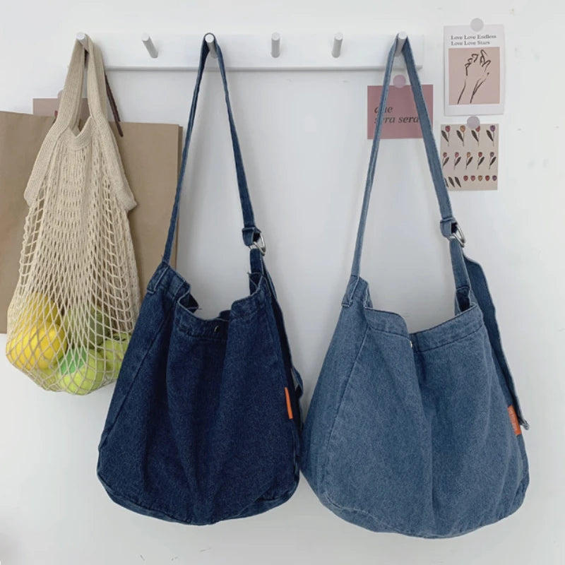 Denim Women Shoulder Satchels Large Crossbody Bag