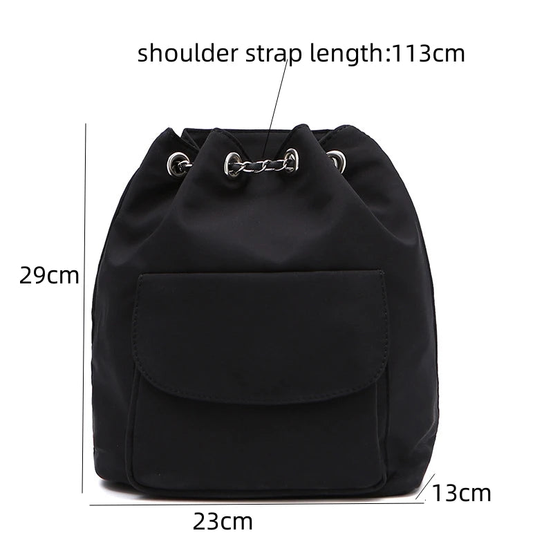 Light Oxford Cloth Backpack Female College Student Travel Chain Bucket Bagpack