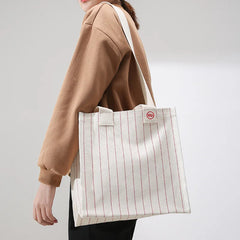 Striped Shoulder Bags Canvas Mini Hand Bag Small Square Female Beach Handbag