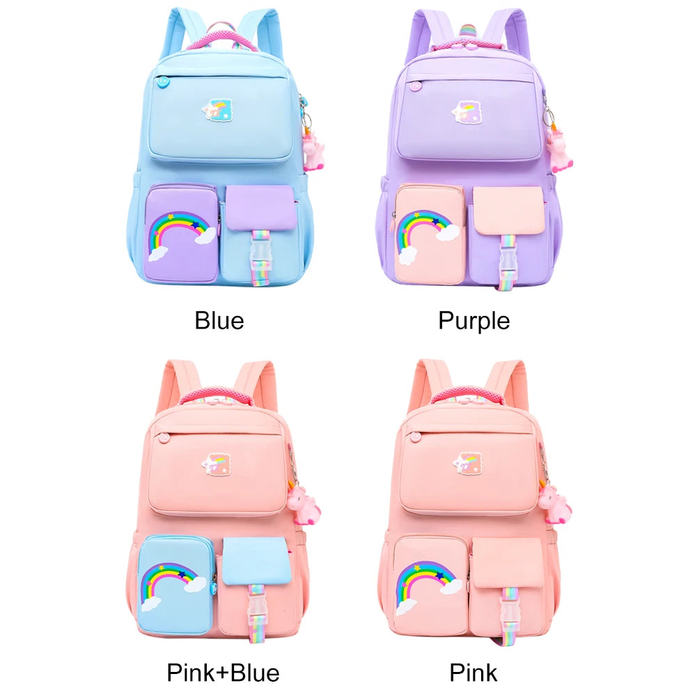 Large Capacity Rainbow Backpack for Teenage Girls