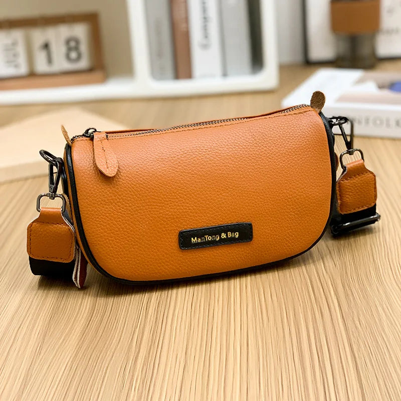 Vintage Leather Sling Crossbody Bag for Women