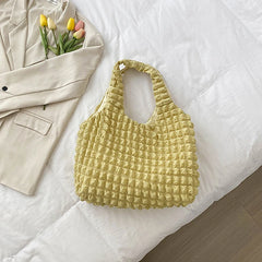Plaid Shoulder Bag with Cloud Bubble Flower Design