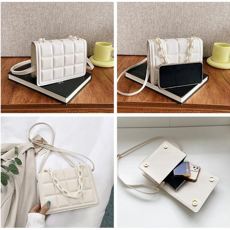 Embossed Flap Crossbody Bag Mini Purses Square Shoulder Bag