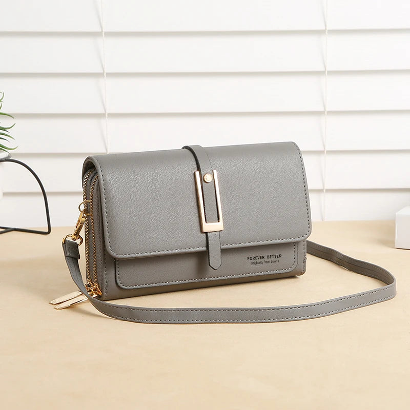 Women's Shoulder Bag with Metal Decoration
