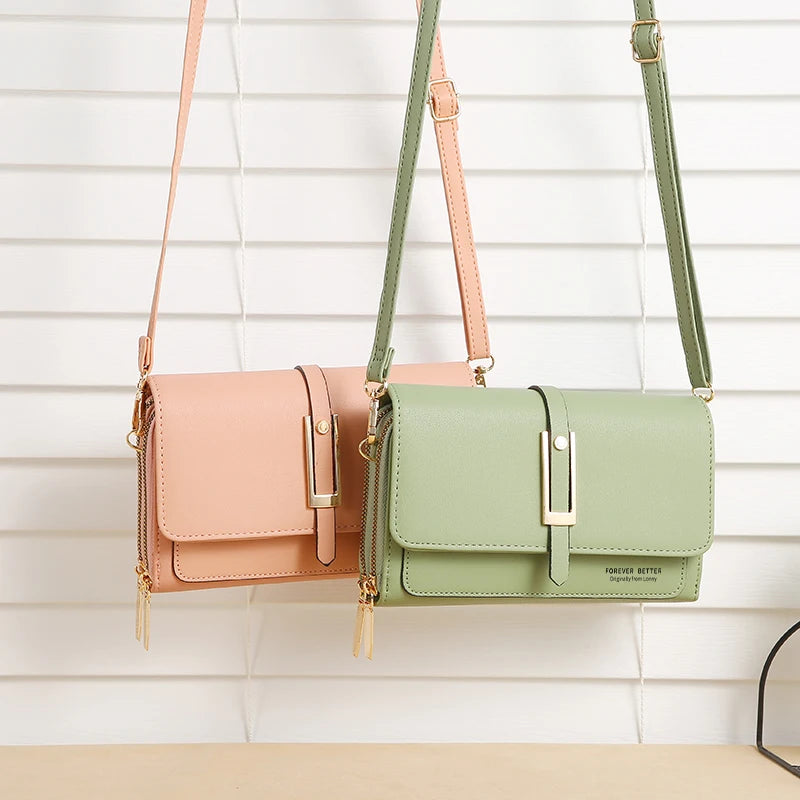 Women's Shoulder Bag with Metal Decoration