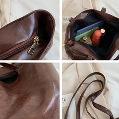 Large Capacity Shoulder Bags Tote Bag Classic Leisure Zipper Female PU Leather